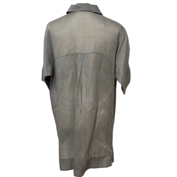 LAFAYETTE 148 New York Andra Semi Sheer Oversized Button Down Shirt- Size S - Picture 2 of 14